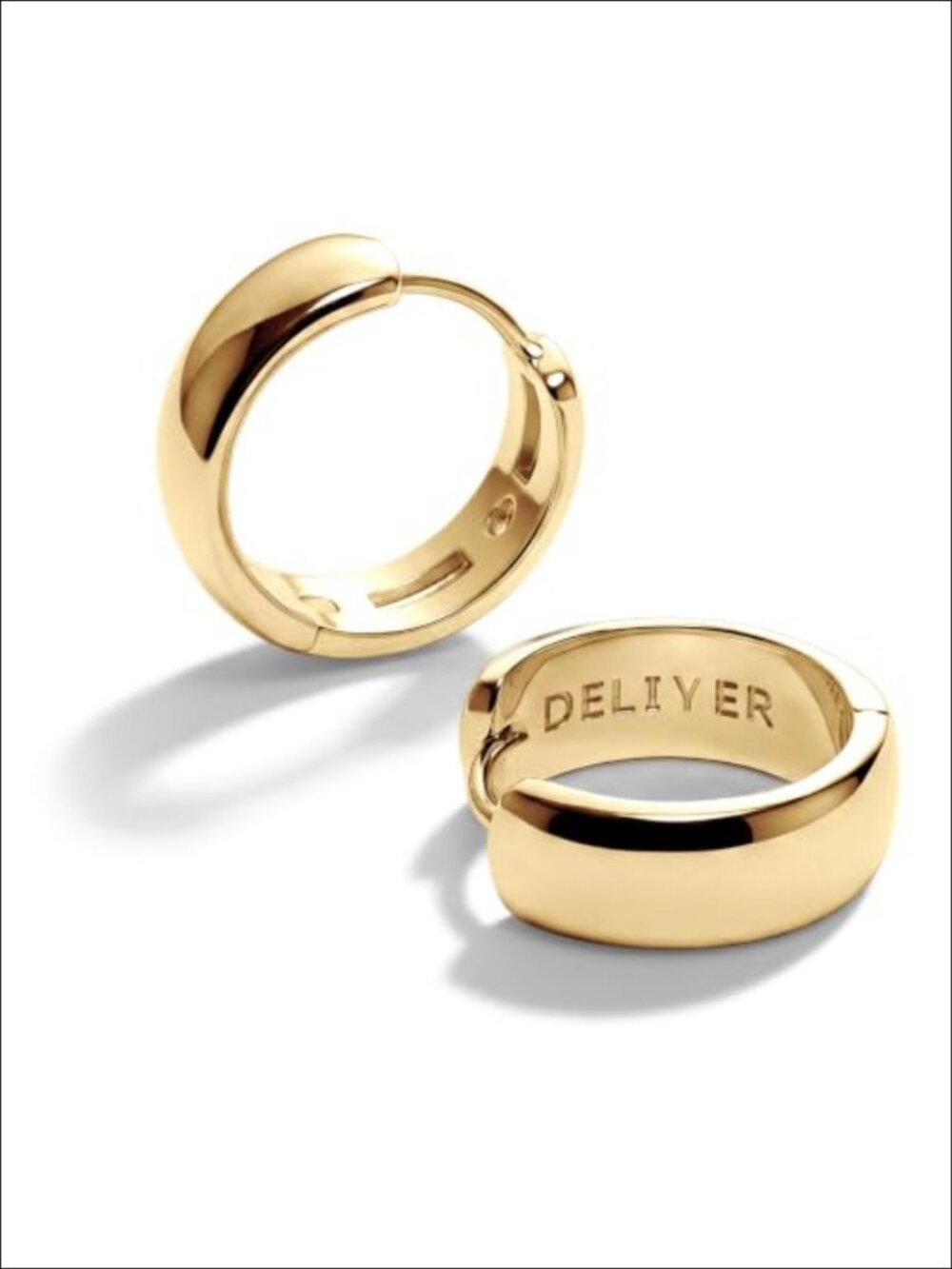 Chunky Thick Hoop Earrings 18mm Gold Plated Hinged Hoop Women